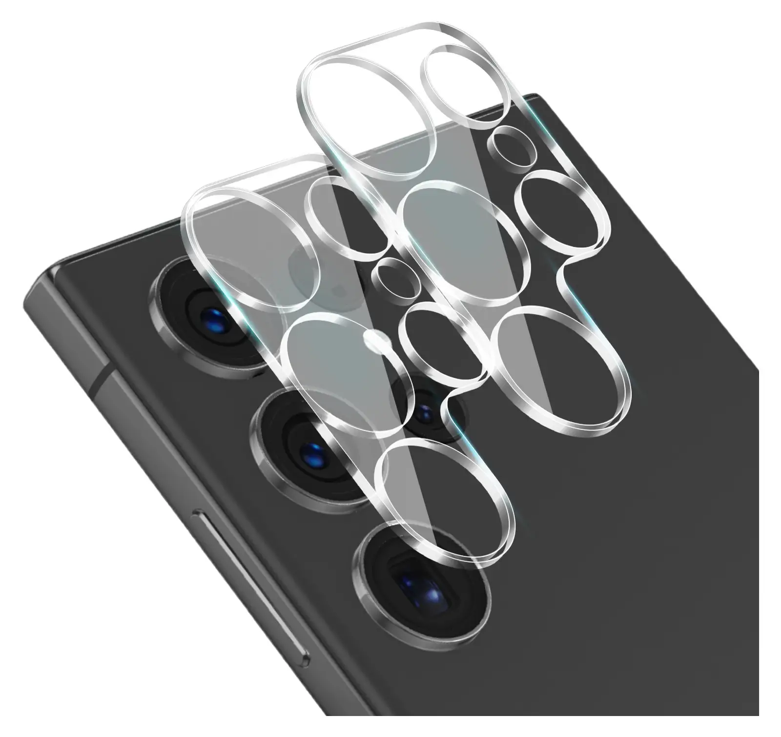 Transparentes LBH Kameraglas über dem Kameramodul eines Smartphones