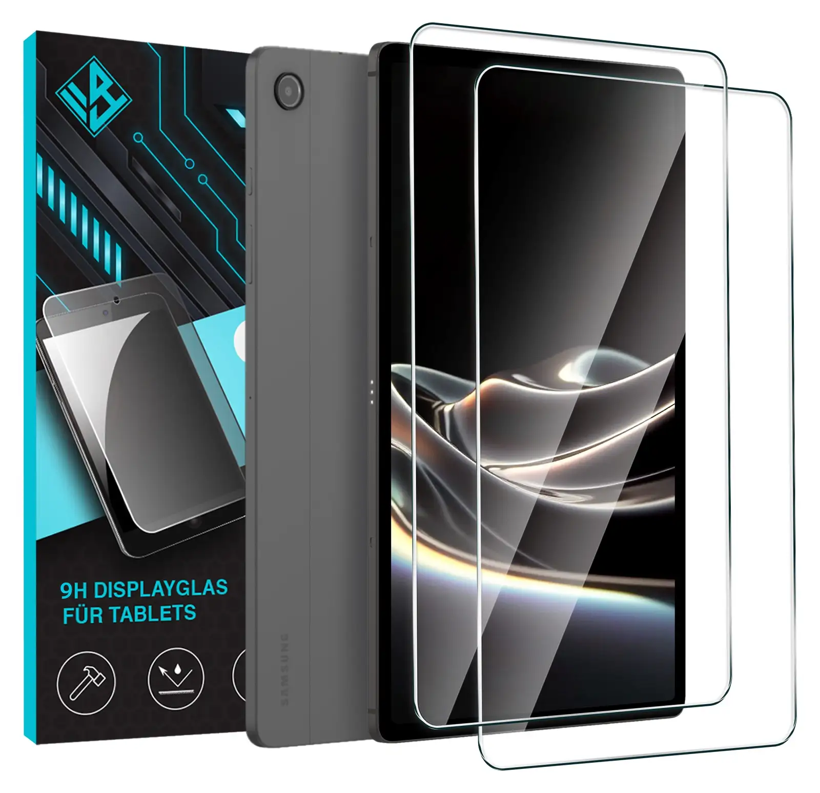 LBH Displayglas für Tablets mit Verpackung und zwei Schutzgläsern