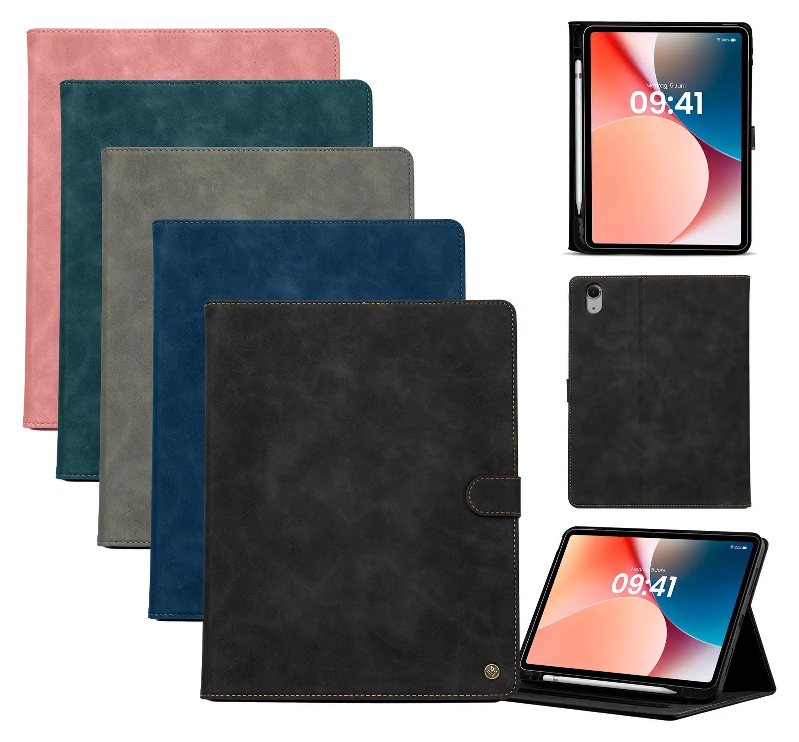 LBH Tablethüllen aus Kunstleder in mehreren Farben, mit Smart-Stand-Funktion